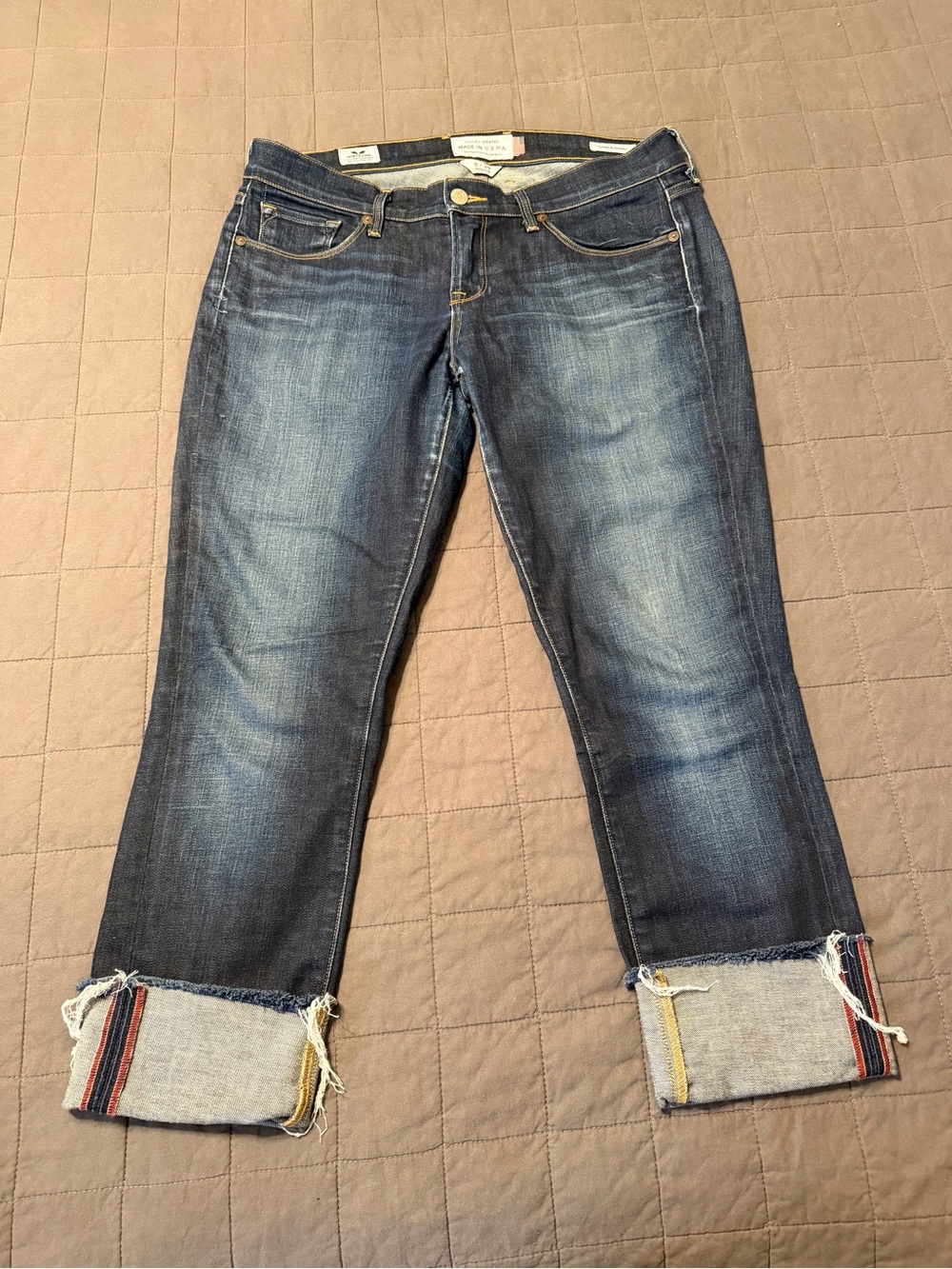 Lucky Brand Dark Blue Boyfriend Jeans with Rolled Cuffs
